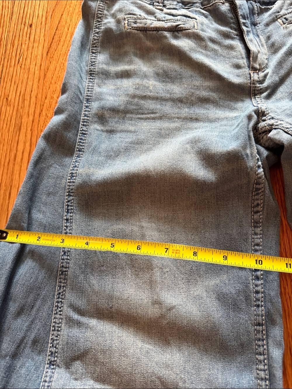 Free People Vintage Low Waist Ultra Wide-Leg Flare Jeans with Frayed Hem - Picture 3 of 9